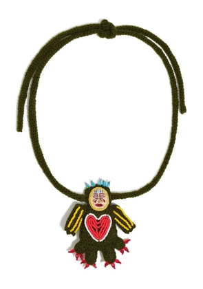 Bimba y Lola embroidered-heart crochet necklace - Black