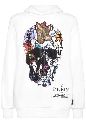 Philipp Plein skull-print crystal-embellished hoodie - White