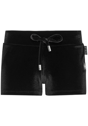 Philipp Plein Gothic Plein-print velvet shorts - Black
