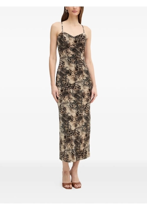 GUESS USA snake-print slip midi dress - Neutrals