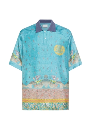 Pierre-Louis Mascia Aloe patterned polo shirt - Blue