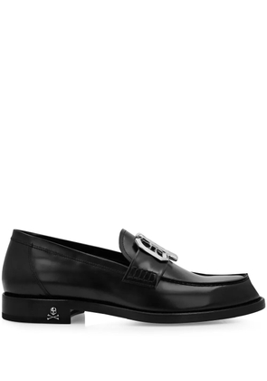 Philipp Plein logo-plaque leather loafers - Black