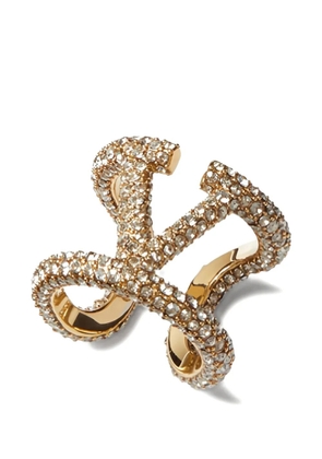 Valentino Garavani VLogo crystal-embellished open ring - Yellow