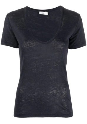 Closed linen v-neck T-shirt - Blue