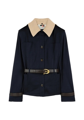 Ports 1961 belted ribbed-collar jacket - Blue