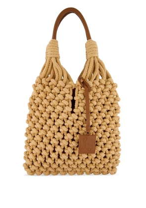 PAULA Marble macramé tote bag - Neutrals