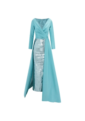 Rami Al Ali overlap sequin-skirt maxi dress - Blue