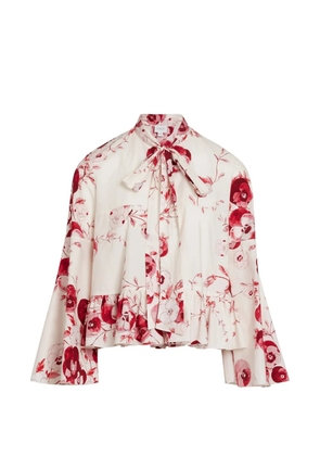 Giambattista Valli bow-detail floral-print blouse - White