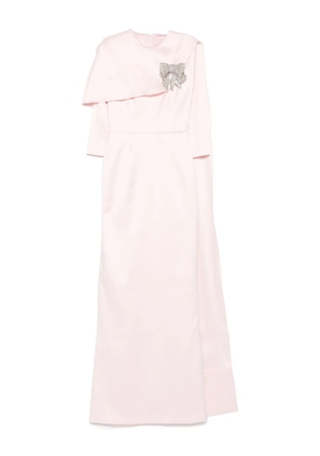 SILK LOVE & LACE bow-embellished cape dress - Pink