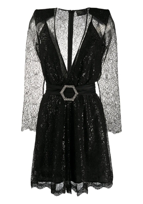Philipp Plein logo-buckle mini dress - Black