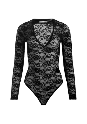 alice + olivia Teagan V-neck lace bodysuit - Black