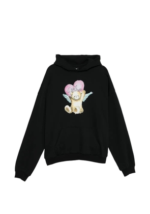 We11done teddy-print hoodie - Black