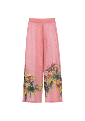 Amir Slama floral-print silk palazzo pants - Pink