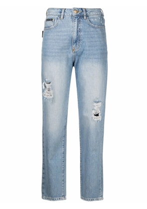 Philipp Plein cropped boyfriend jeans - Blue
