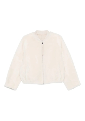 Liska zip-front lamb-shearling bomber jacket - White