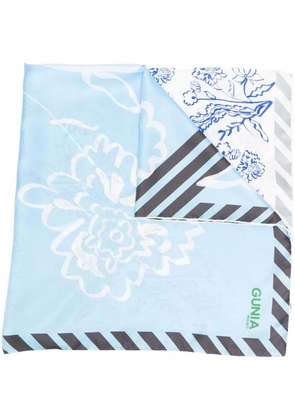 Gunia Project patchwork floral-print silk scarf - Blue