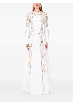 Dina Melwani floral-embellished dress - White