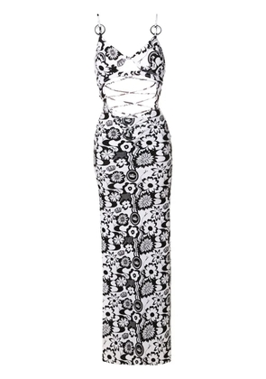 Amir Slama floral-print cut-out dress - White