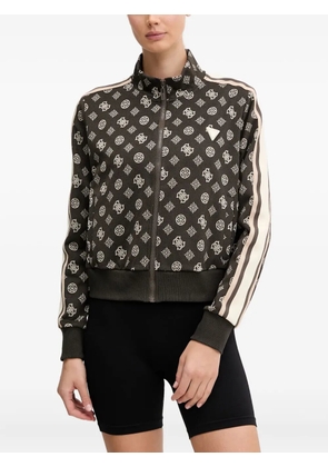 GUESS USA all-over logo full-zip sweatshirt - Brown