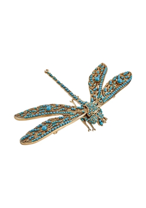 Kenneth Jay Lane dragonfly turquoise pin - Gold