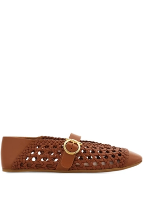 Ferragamo braided buckle ballet flat - Brown