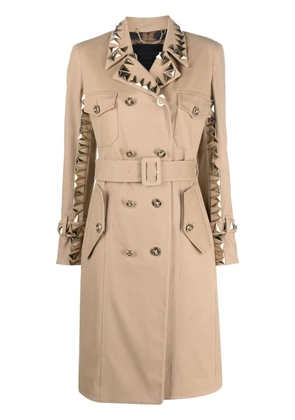 Philipp Plein studded belted trench coat - Neutrals