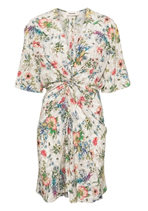Zadig&Voltaire Rozom Twisted Garden-print minidress - Neutrals
