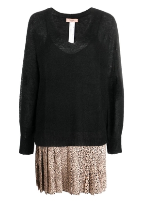 TWINSET V-neck panelled minidress - Black