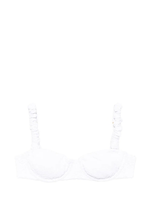 FARM Rio floral-embroidered bikini top - White