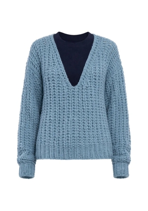 CUDDLEUP V-neck sweater set - Blue