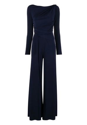Talbot Runhof gathered wide-leg jumpsuit - Blue