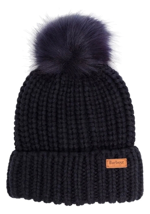 Barbour logo pom-pom beanie hat - Blue