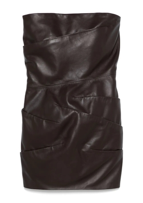 The Attico strapless draped mini dress - Brown