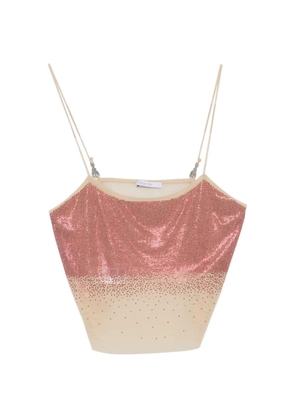 Patrizia Pepe rhinestone tulle top - Neutrals