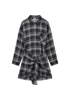 TOMBOY wrap-design checked shirt - Grey