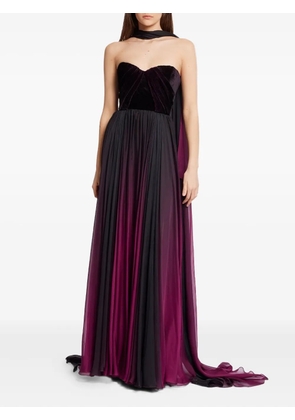 Elie Saab velvet-panel maxi dress - Black