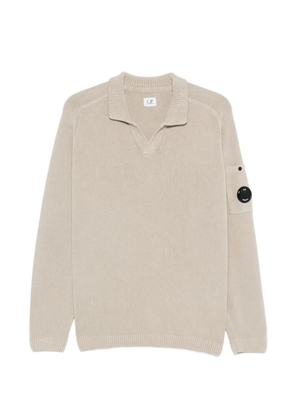 C.P. Company logo-patch V-neck sweater - Neutrals