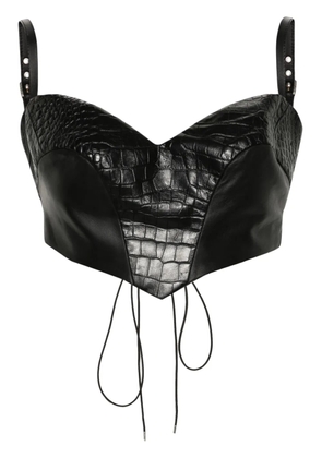MITILIANE COUTURE croc-effect leather top - Black