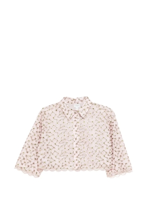 Giambattista Valli floral-embroidered cropped shirt - Pink
