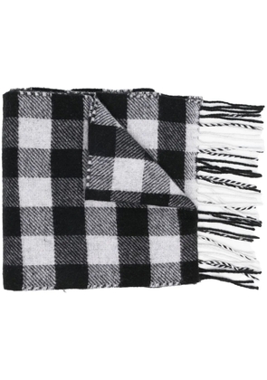 Woolrich check-pattern fringed-edge scarf - Black