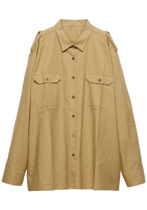 Prada oversized cotton shirt - Neutrals