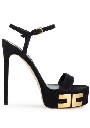 Elisabetta Franchi 135mm logo-appliqué suede sandals - Black