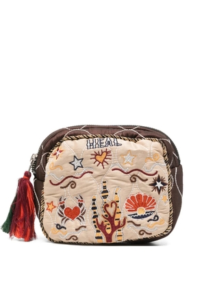MONOKI Heal embroidered tassel pouch - Brown