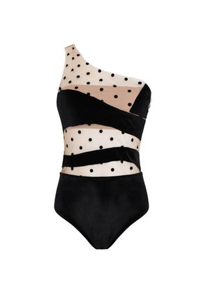 Brigitte polka-dot one-shoulder swimsuit - Black
