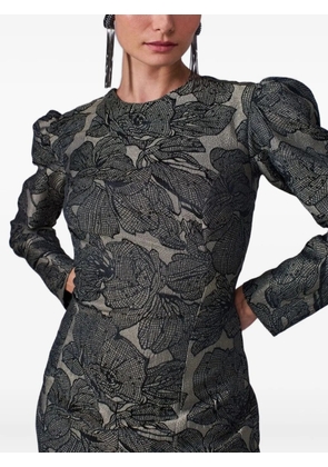 Lethicia Bronstein Camile puff-sleeve floral-pattern dress - Grey