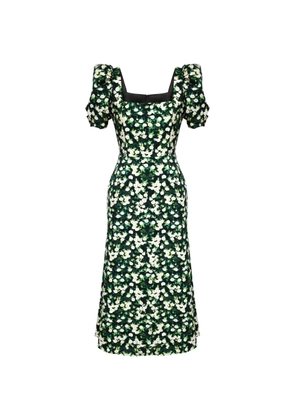 POST MERIDIEM square-neck floral-print midi dress - Green