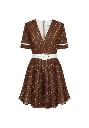 POST MERIDIEM V-neck belt-detail mini dress - Brown