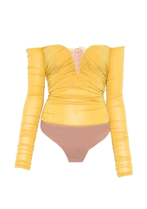 Elisabetta Franchi V-neckline draped bodysuit - Yellow