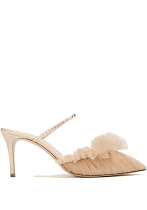 Andrea Wazen 75mm Franca Glitz crystal-embellished mules - Neutrals