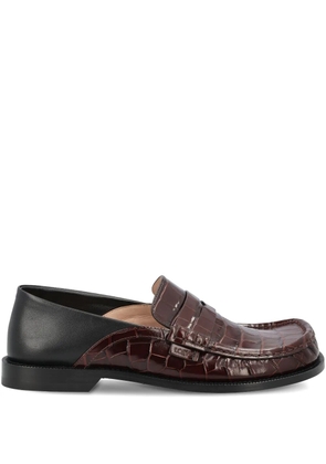 LOEWE Campo crocodile-effect loafers - Brown